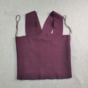 ALC Cropped Sleeveless Tank Womens Small Burgundy Square Neck Button Rayon Blend
